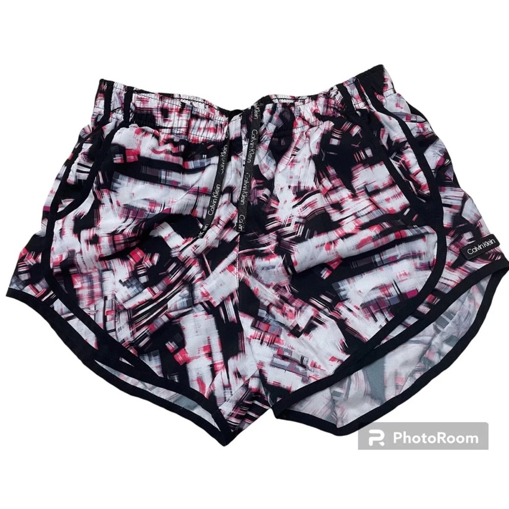 Calvin Klein Women's Athletic Shorts - Black and Pink Abstract - Picture 5 of 5